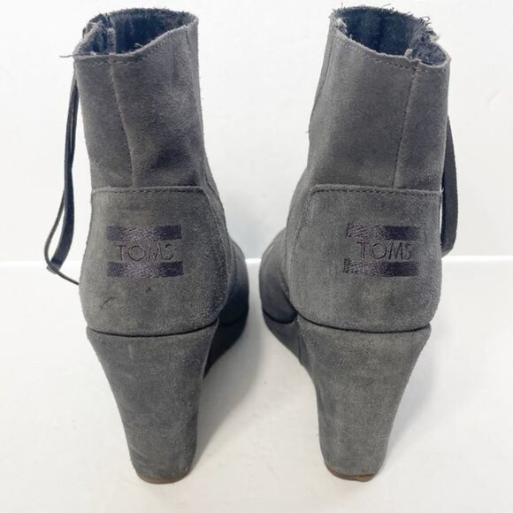 Toms Desert Wedge High Dark Suede Boots Size 8 - Picture 9 of 11